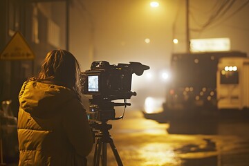 Fototapeta premium Person seen filming 
