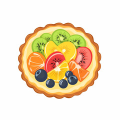  simple A delicious looking fruit tart with colorful fruits on top. vector