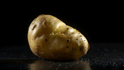 photo of potatoes on black background