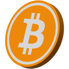 bitcoin-btc cryptocurrency logos on abstract background. 3d illustrations.