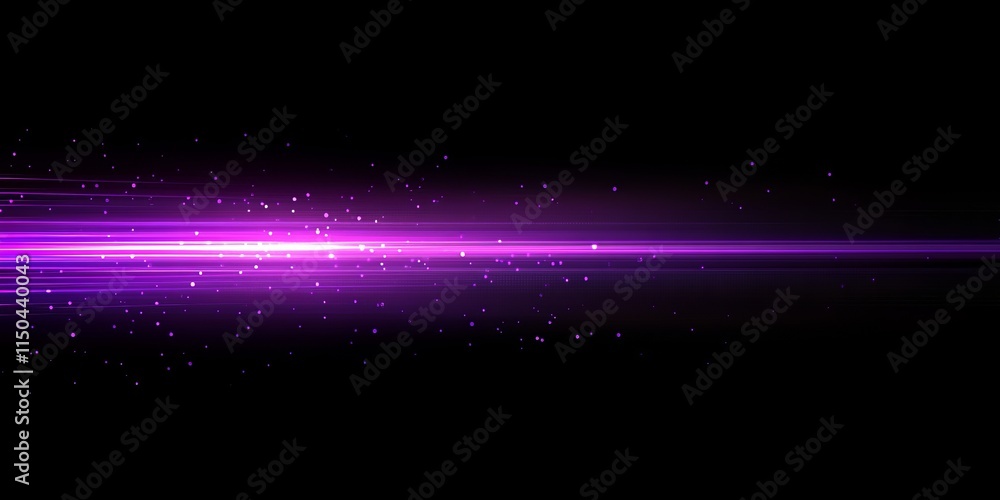 Poster vibrant purple light streaks create a captivating abstract design with sparkling particles in a dark