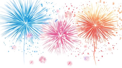 Vibrant Colorful Fireworks Display Exploding in Celebration