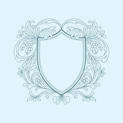 Floral Wedding monogram crest design. Vintage wedding monogram design. Wedding initial.