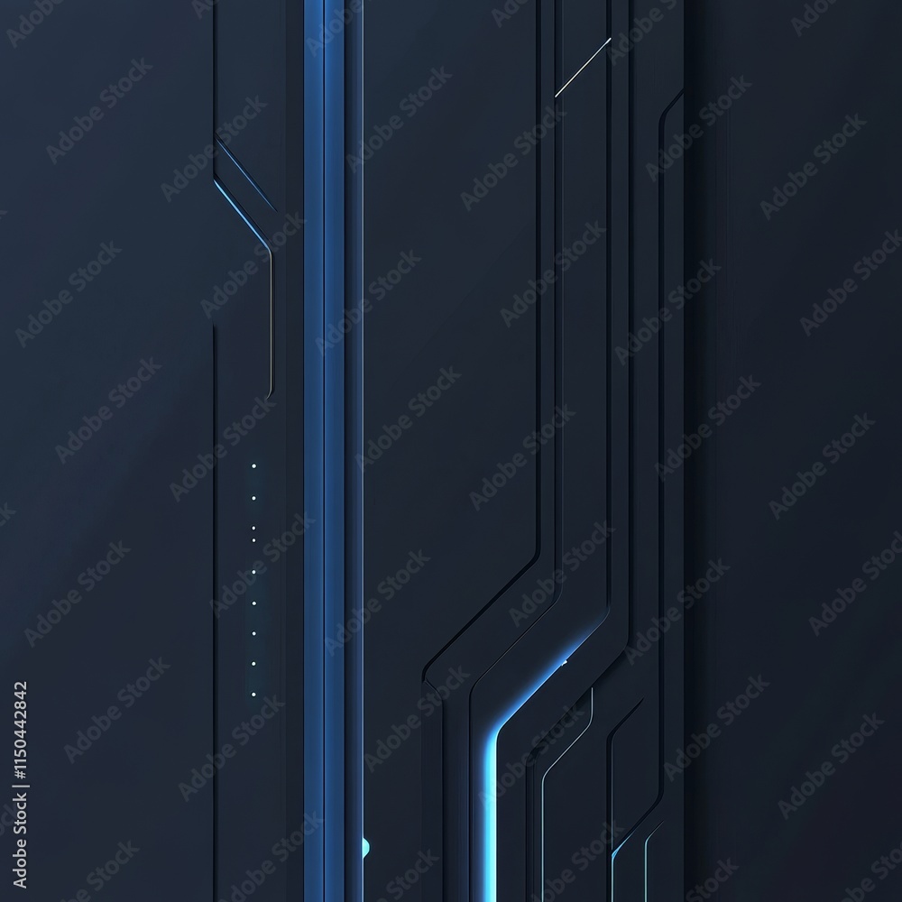 Poster futuristic abstract design featuring intricate lines and glowing elements showcasing advanced techno