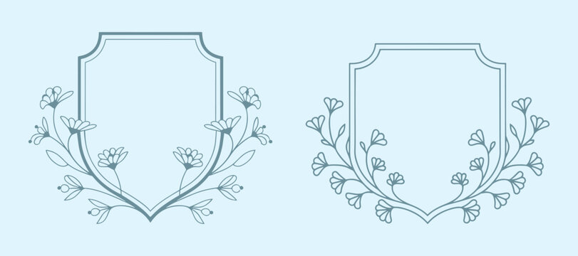 Floral Wedding monogram crest design. Vintage wedding monogram design. Wedding initial.