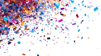 Colorful Confetti Falling Against White Background