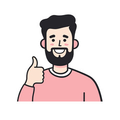  minimal flat man Giving a thumbs-up happy with answer flat vector
