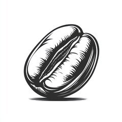 A Single Coffee Bean Illustrated In Black And White