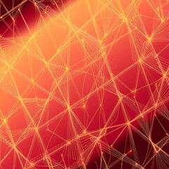 Fototapeta premium Abstract Network: Intricate web of interconnected lines and nodes in vibrant red and orange hues, creating a dynamic and energetic visual effect. Perfect for technology, connectivity.