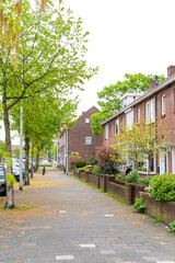 Obraz premium Typical dutch door. Dutch holland architectural detail, a door in Netherlands city. Dutch door