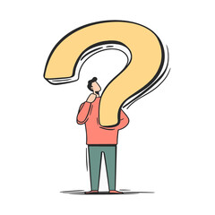  simple man Drawing on a large question mark in the air flar vector