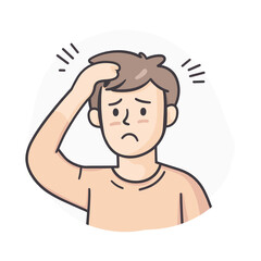  simple man Frowning scratching head in confusion flar vector