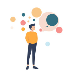 man Holding a thought bubble with ellipses inside vector