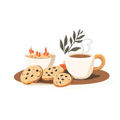  minimal flat A cozy winter afternoon with baking cookies. flat vector