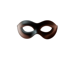 Black eye mask and ball gag on pink surface, isolated. PNG transparent.