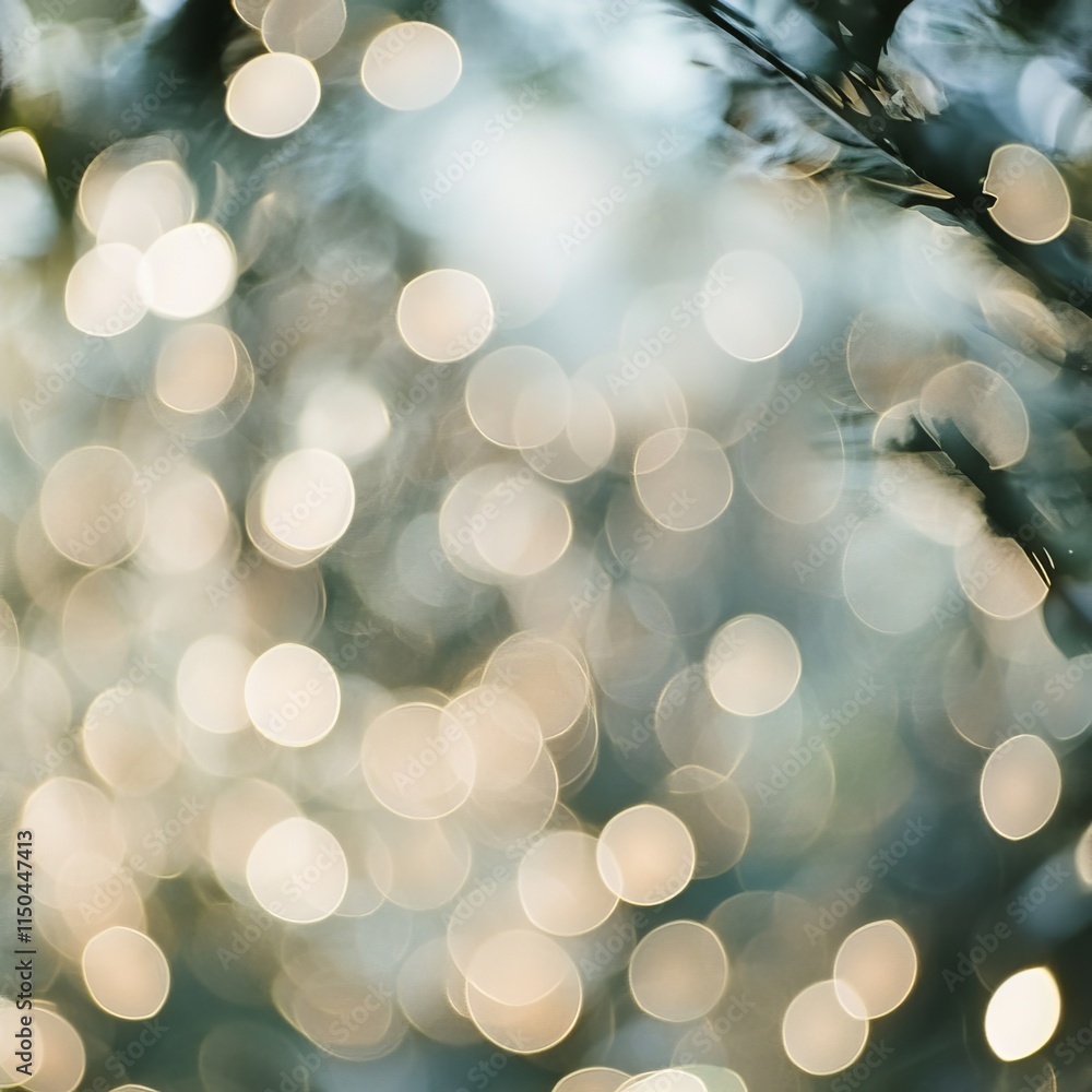 Poster soft bokeh lights create a dreamy atmosphere in a natural setting during the golden hour of late aft