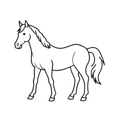 a line drawing of a horse standing on all fours.