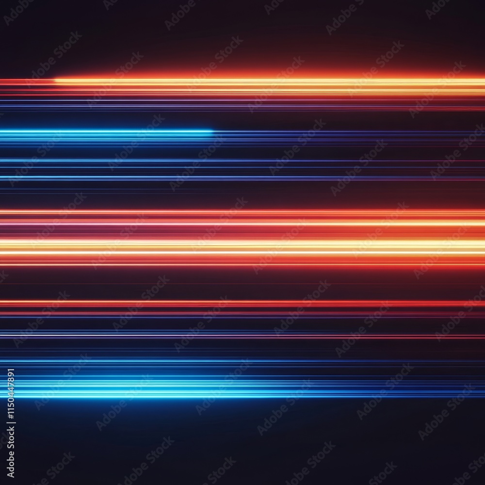 Poster colorful light trails create dynamic patterns on a dark background in a modern art display showcasin