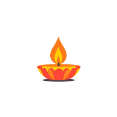  minimal flat An indian serene moment of prayer with a diya and flowers in the background. flat vector
