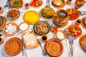 fresh traditional Romanian food served in a rustic restaurant from the Republic of Moldova.