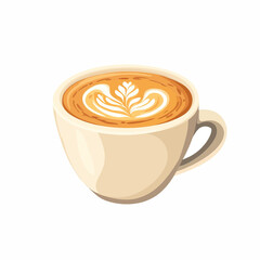  simple A cup of cappuccino with latte art on the surface. vector