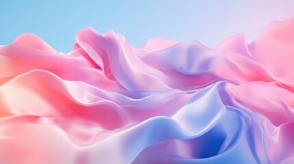 Obraz premium Abstract pink and blue satin-like flowing fabric texture on a soft gradient background