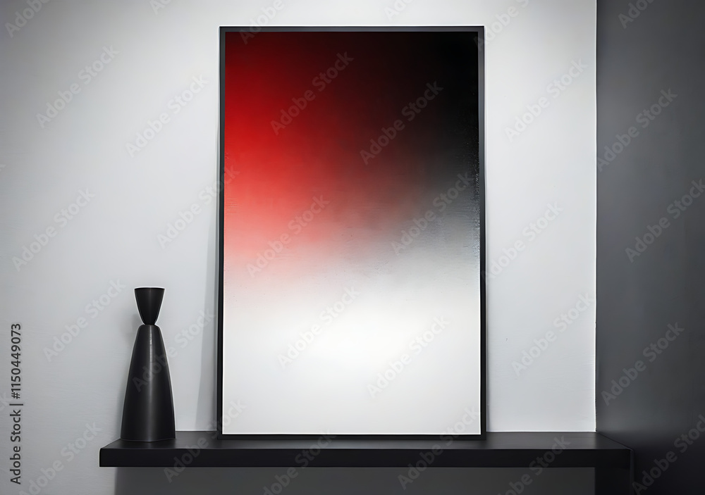 Poster abstract poster has a red black white grainy background with noisy texture and gradient effect.