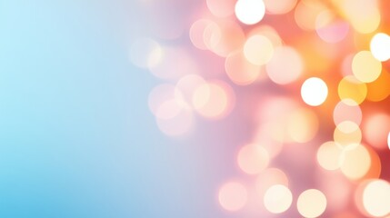 Obraz premium Pink and orange bokeh light circles on a gradient blue and pink background