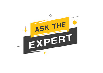 Ask the expert banner vector icon label element design. Modern template for announcement.