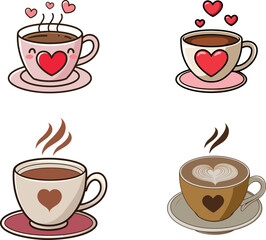 Obraz premium Set of Coffee tea cup vector art 1