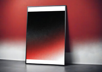 Abstract Poster Has A Red Black White Grainy Background With Noisy Texture And Gradient Effect.