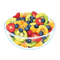  A colorful fruit salad served in a clear bowl. minimal vector