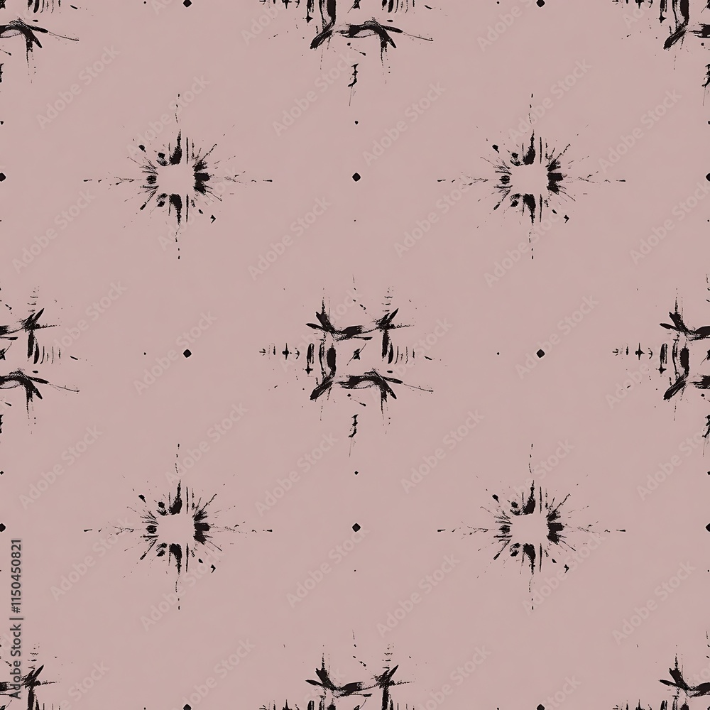 Poster abstract black and white pattern: a seamless, minimalist pattern with black ink splatters on a soft 