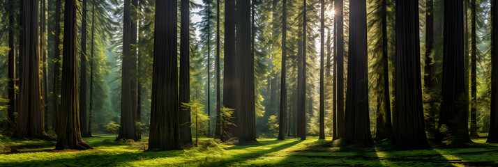 Majestic Cedar Forest: A Symphony of Green Shades and Sublime Tranquility