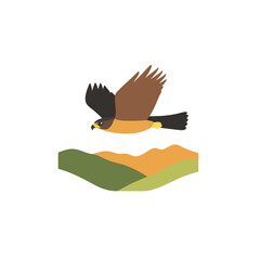  A majestic falcon soaring high above a valley. minimal vector