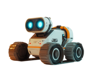 A rescue robot equipped with advanced features for emergencies, pure flat white background. PNG transparent.