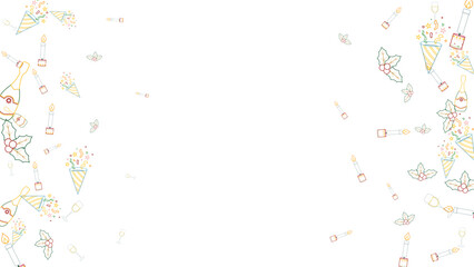 Christmas and New Year frame colorful decorations on white background with copy space for your design