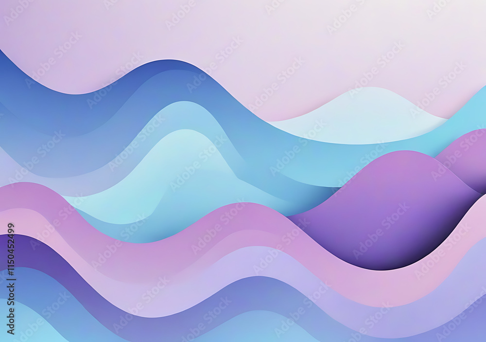 Poster abstract wave backdrop features a pastel color gradient with a grainy texture and blue to purple hue