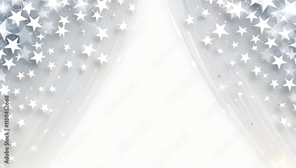 Poster abstract white stars overlap on a clean transparent background with an ethereal glowing effect.