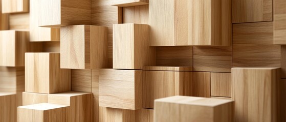 wood paneled walls with a natural wood finish. Wallcovering of wooden, tiled, and square blocks