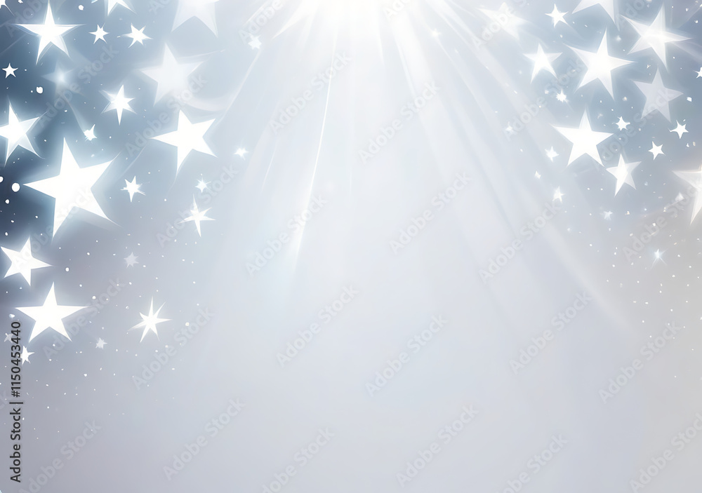 Poster abstract white stars overlap on a clean transparent background with an ethereal glowing effect.