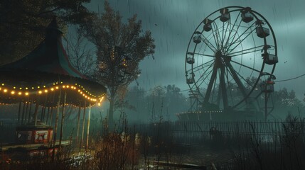 Rainy Day at the Abandoned Amusement Park