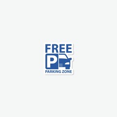 Free parking zone sign sticker isolated on gray background