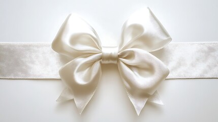 White satin bow on a white background.