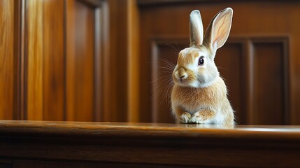 rabbit sitting on dock in court, animals, 
Justice and law concept