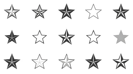Obraz premium Set of stars icon, star symbol collection, black and white color Generative AI