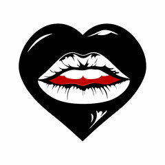 lips with heart lips, mouth, lipstick, kiss, vector, teeth, beauty, love, woman, smile, illustration, lip, makeup, pink, red, symbol, design, fashion, face, cartoon, art, tooth