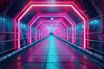 ultraviolet spectrum, glowing lines, neon lights, abstract psychedelic background, corridor, tunnel...