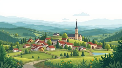 Anenii noi Moldova Travel Poster Flat Illustration Print Decor Gift Canvas Wall Art Gift