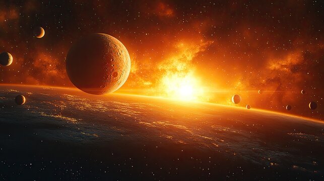 The moon, sun, and planets align in a stunning celestial display, showcasing the wonders of astronomy and the universe